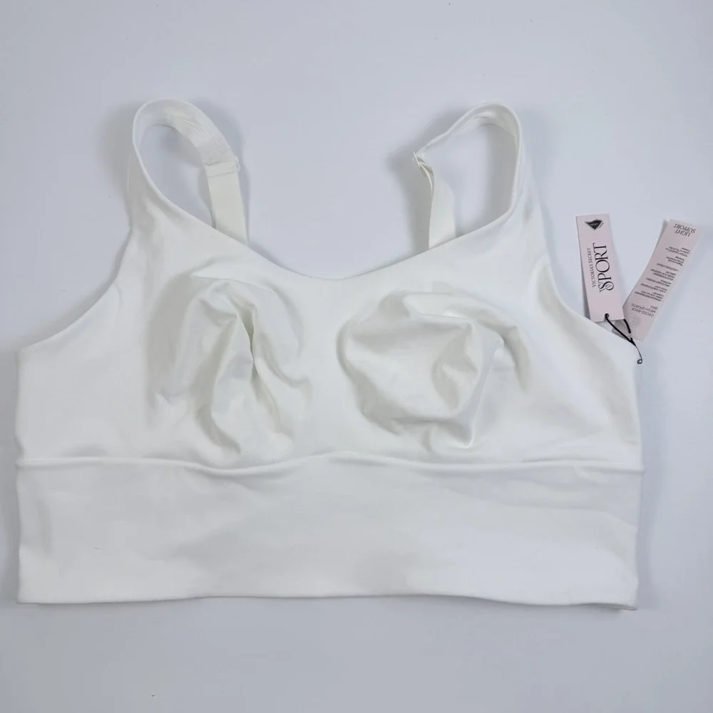Victoria's Secret VSX Elevate Cross-Back Longline Sports Bra White XL NWT